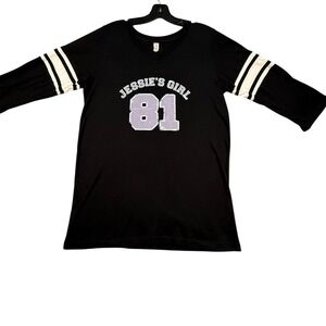 Jessie's Girl 81 Rick Springfield Fan Football Style Tee Black Womens XL